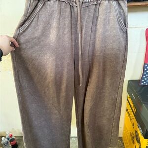 Women’s Brown Washed Drawstring Pants